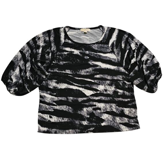 Micheal Kors Size L Black White 3/4 sleeve shirt Wide Sleeves - Picture 1 of 6